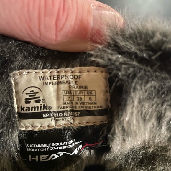 Kamik Gray and Pink Winter Rain Boots with High Top Design and Thick Rubber Sole - Picture 7 of 7